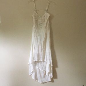 Summer Festival Dress M Crochet hi-Low hem white